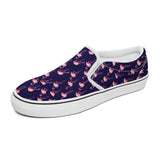 Pink Flamingo Pattern on Dark Blue Printed Slip-on Canvas Shoes  for Teenagers and Adults, Trendy slip on shoe gift