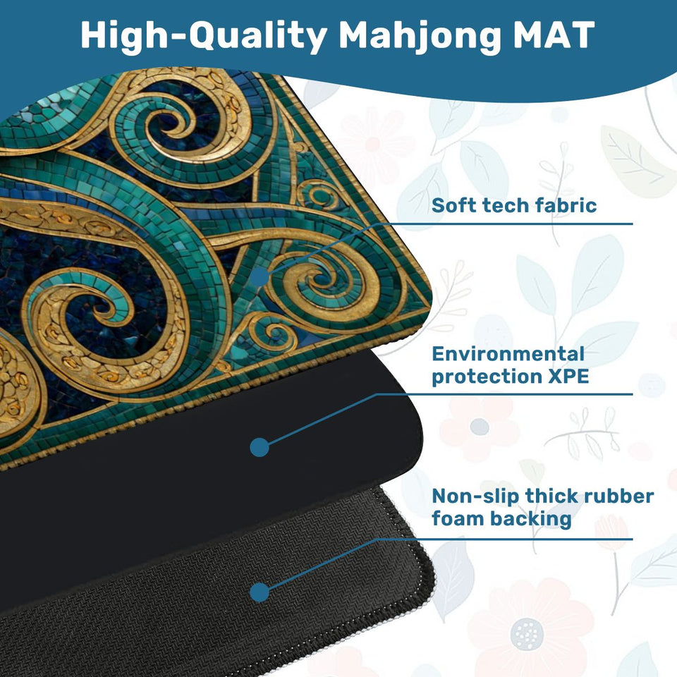Mosaic Octopus Mini Mahjong Mat 20.9" x 20.9" | Coastal Boho Game Table Pad | Ships Rolled | 2mm or 3mm | AdorableDesignsz - AdorableDesignsz 