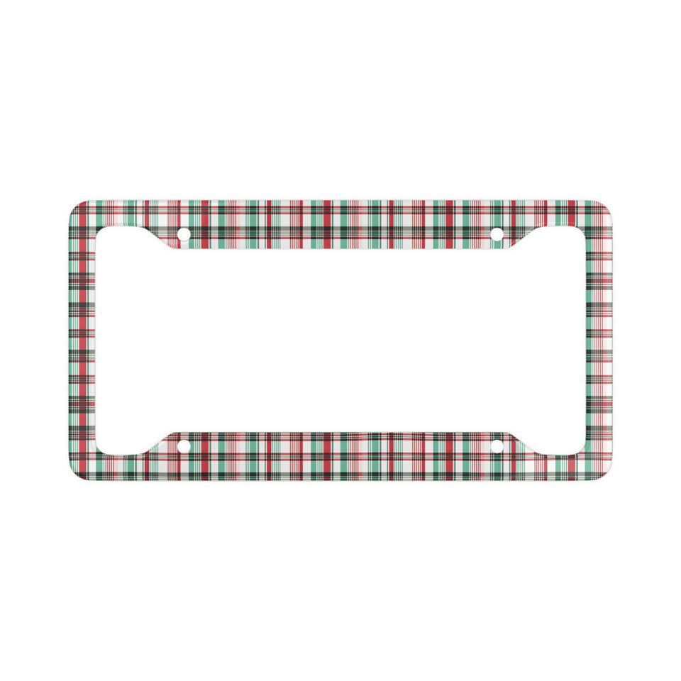 Christmas Plaid Design License Plate Frame, Holiday Car Accessory, New Car Gift, Holiday Decorations for Car, Gift Idea