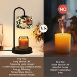 Vintage Floral Candle Warmer Lamp | Adjustable Wax Melt Lamp with Black Metal Frame | Cozy Boho Home Décor Gift