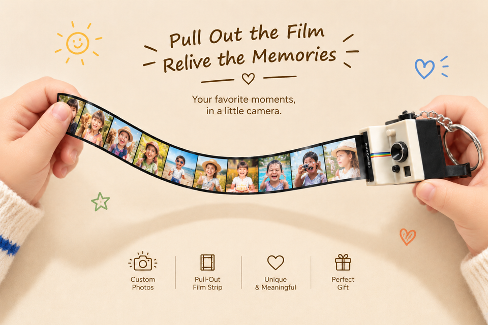 Custom Photo Camera Keychain for Kids – Mini Film Camera with 5–10 Photos