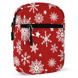 Holiday Pattern Snowflakes on a Red Small Messenger Bag (All-Over Printing)