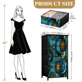 Celestial Sun & Moon 4-Drawer Dresser – Boho Cosmic Bedroom Storage Chest with Faux Leather Finish, UV Printed Stars Design, Ships from USA