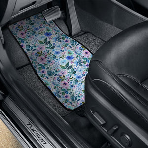 Floral Pattern Blue and Pink Car Mat Set of 4, Cute Car Accessory, New Car Gift Idea