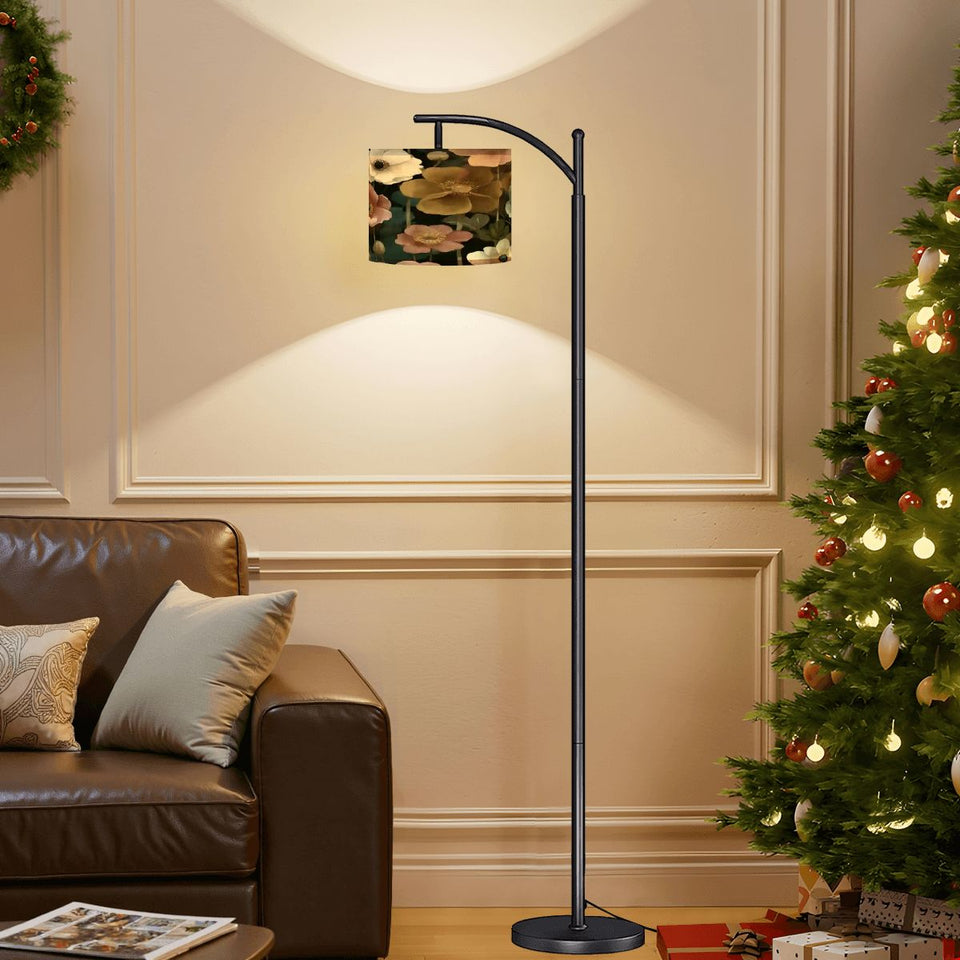 Boho Vintage Floral Arc Floor Lamp (Made in USA)