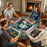Mermaid Mosaic Round Mahjong Mat | 42" Coastal Boho Game Table Pad | 2mm or 3mm | AdorableDesignsz - AdorableDesignsz 