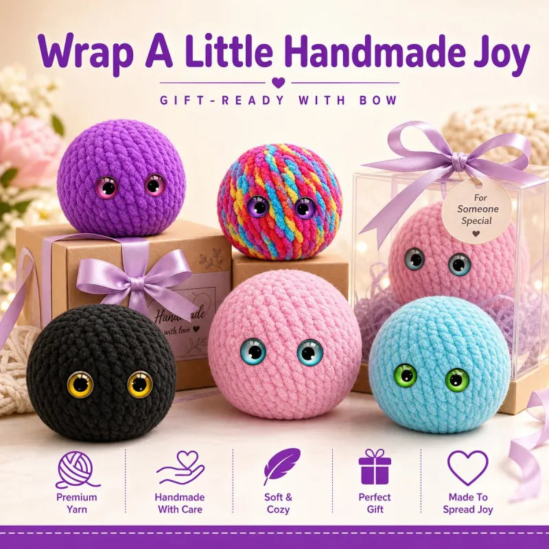 Crochet Bubble Squishy Ball – Soft Handwoven Stress Relief Fidget Toy