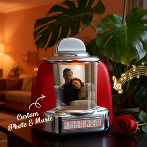 Custom Photo Names & Date Jukebox Retro Speaker Music Mini Player with Radio Vintage Tabletop Home Decor Christmas Nostalgic Gift