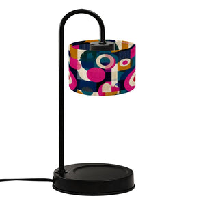 Mid-Century Abstract Candle Warmer Lamp – Artistic Retro Linen Shade, Flameless Wax Melt Warmer