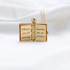 Personalized My Little Star Book Necklace – A Letter to My Daughter in a Locket, Adjustable Pendant with Message Inside, Meaningful Jewelry