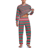 Christmas Striped Men's Pajama Set,  Men's Loungewear Set JJ1201 (All-Over Printing), Red and Green Pajama, Matching Family Pajamas