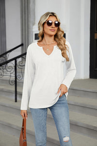 Notched Long Sleeve T-Shirt