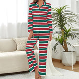 Holiday Women's Christmas Stripes 110gsm Satin Pajama Set DTZREV1 (All-Over Printing)