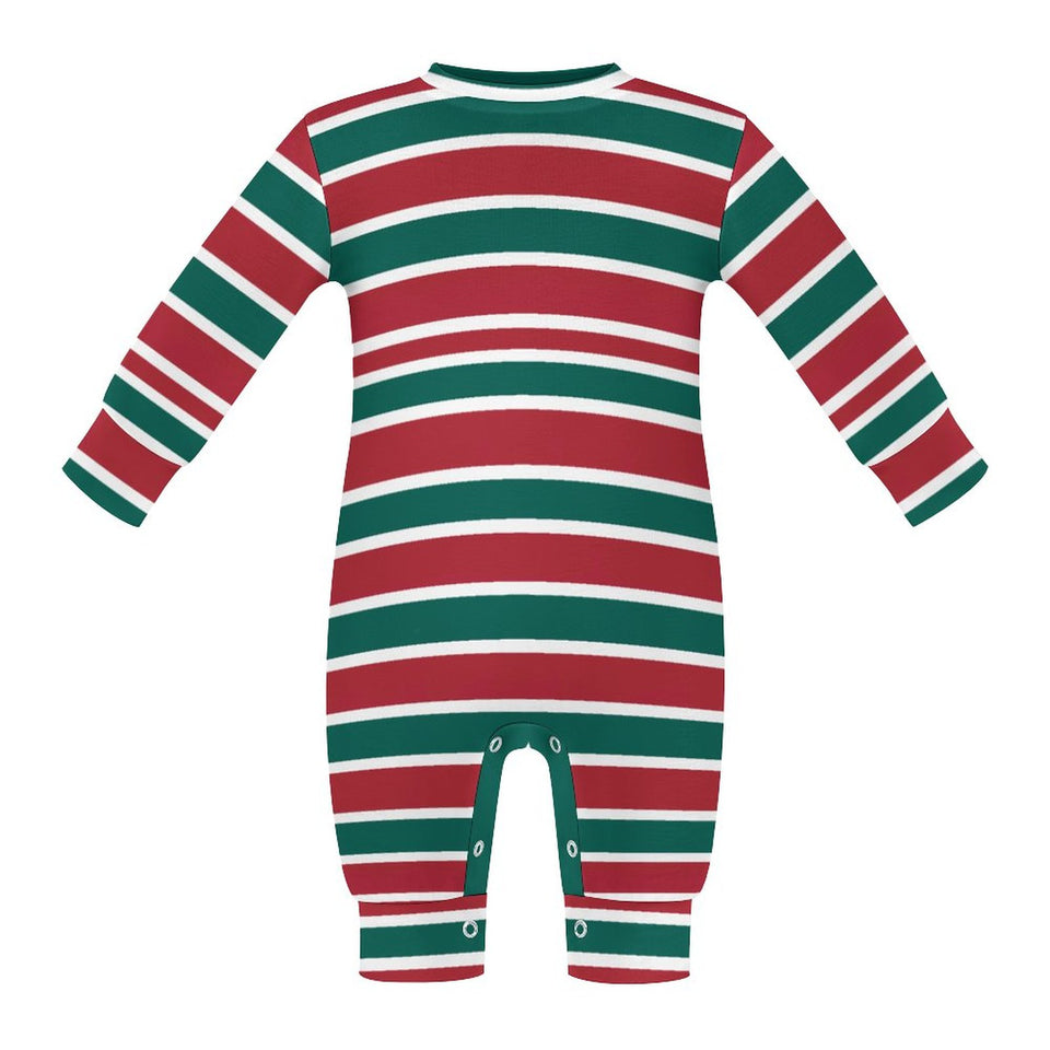 Christmas Baby One piece, Red and Green Stripes 180gsm Baby Romper QLR (All-Over Printing)