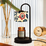 Boho Floral Candle Warmer Lamp with Linen Shade – Adjustable Heat & Remote Control