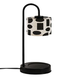 Modern Abstract Candle Warmer Lamp – Black & Cream Geometric Linen Shade | Remote-Control Adjustable Wax Melt Lamp