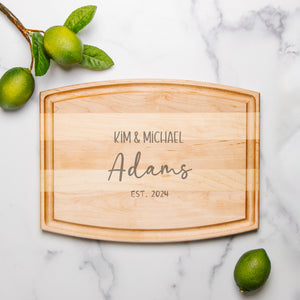 Custom Personalized Arched Wood Cutting Board with Groove - 12" x 9", Wedding Gift, Personalized Engraved Gift, Cutting Board