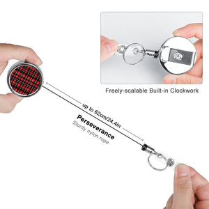 Christmas Plaid Design Badge Reel, Metal Badge Clip, Gift for Pharmacy staff, Physical Therapy staff, Hospital workers