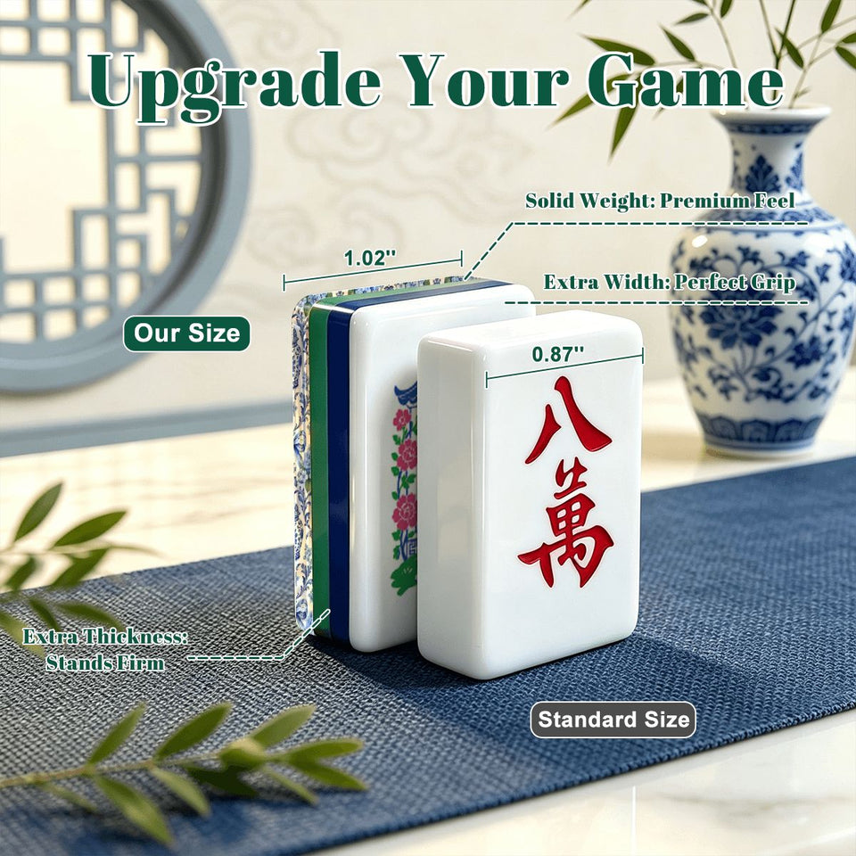 Chinoiserie chic blue and white American Mahjong tile set with jokers – view 6