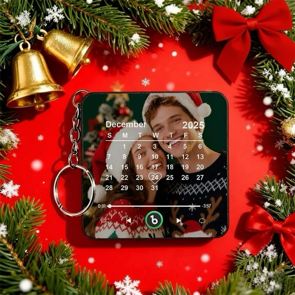 FridgeBeats Custom Photo Calendar Music Keychain Music Box Bag Charm That Plays Music Without Cell Phone Best Gifts for Her