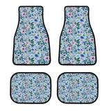 Floral Pattern Blue and Pink Car Mat Set of 4, Cute Car Accessory, New Car Gift Idea