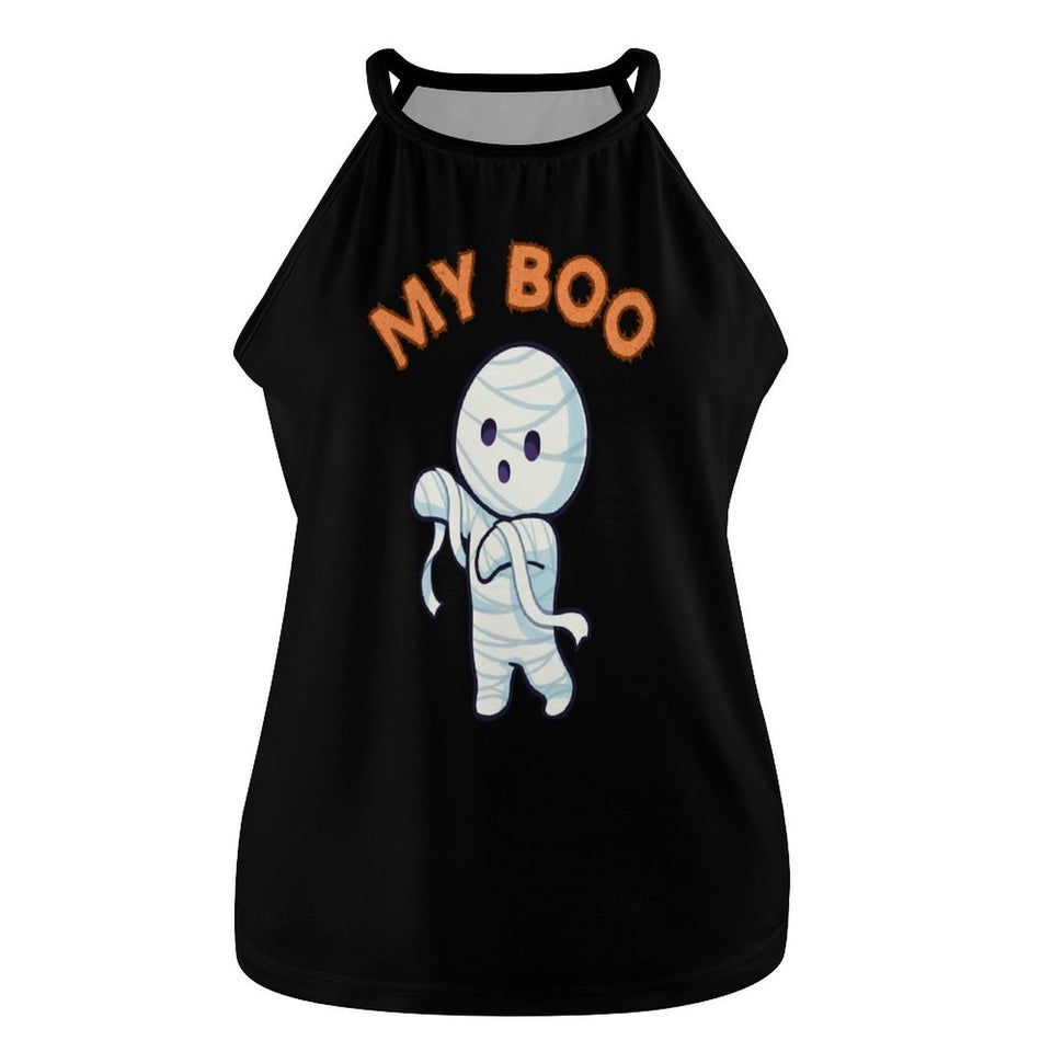 My Boo, Halloween Sleeveless Crewneck Tank, Custom Crewneck T-Shirts YK-DTG 150GSM All-Over Printing Tees, Ghost Gift