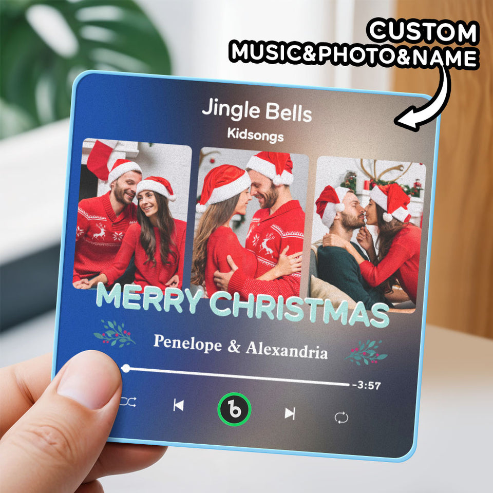 Custom FridgeBeats 3-Photo Music Fridge Magnet • Bluetooth Personalized Magnet Gift • Custom Song Photo Frame • Christmas & Anniversary Gift 2025