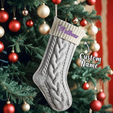 Personalized Knitted Christmas Stocking Ornament with Custom Name – Holiday Hanging Decor