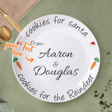 Santa's Cookie Plate, Personalized Party Tableware Custom Name Round Ceramic Dinner Plate Christmas Gifts For Family