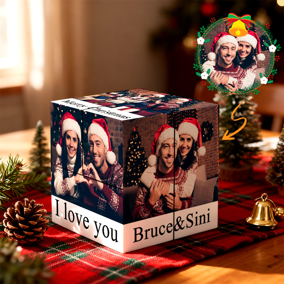 Custom Photo Text Cube Personalized Magic Puzzle Christmas Gift for Him Her