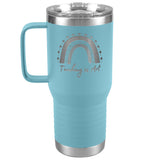 Teacher Gift, Teaching is Art Etched Travel Tumbler 20 oz- Teacher Gift Idea - Insulated Water Bottle With Handle - Etched Design