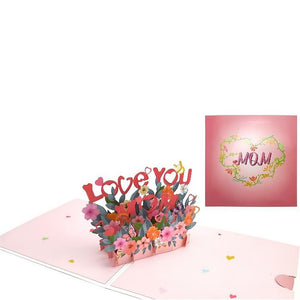 Love Mom Pop Up Box Card Flower 3D Pop Up Greeting Card for Mom