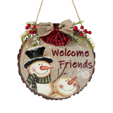 Christmas Welcome Sign for Front Door Wood Farmhouse Wreath Porch Decor Hanging Decoration Gifts