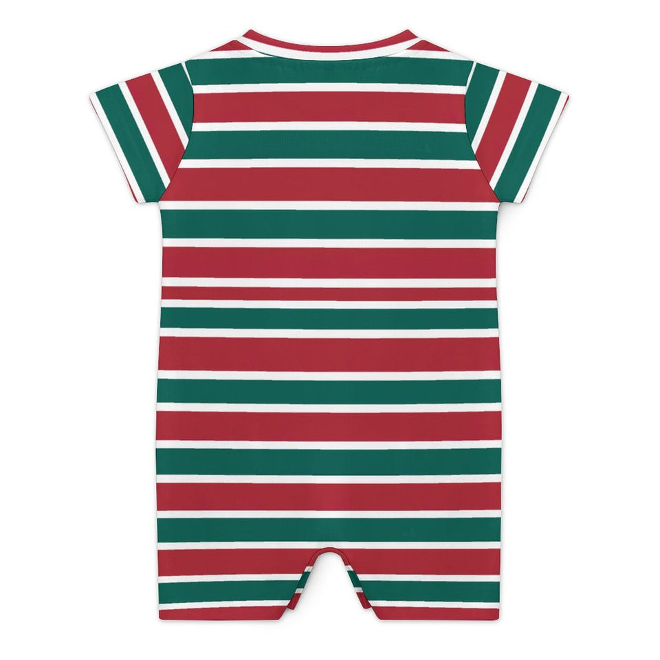 Christmas Stripes Baby One Piece, Holiday Short Sleeve Baby Bodysuit Romper PLR (All-Over Printing)