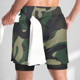 Camouflage Pattern Men Athletic Shorts with 4 Pockets, Casual Men's Light Weight Shorts