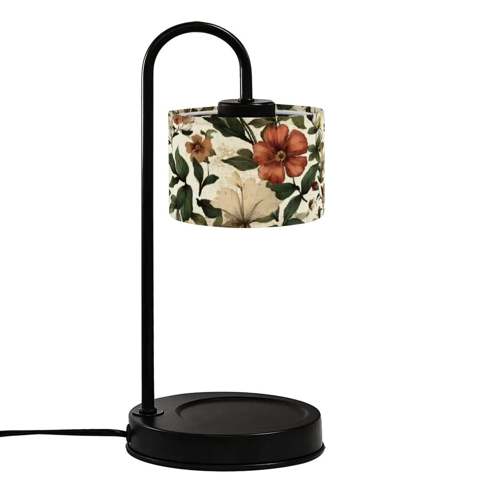 Vintage Floral Candle Warmer Lamp | Adjustable Wax Melt Lamp with Black Metal Frame | Cozy Boho Home Décor Gift