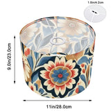 Boho floral drum lamp shade with ring in navy, coral and cream – view 2
