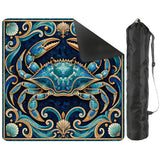 Blue crab coastal mosaic Mahjong mat 31.5 inch with storage bag