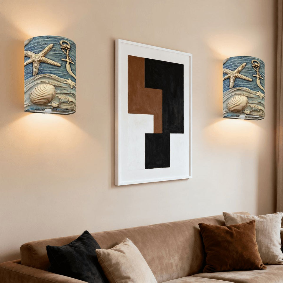 Ocean Inspired Wireless Wall Sconces Set of Two