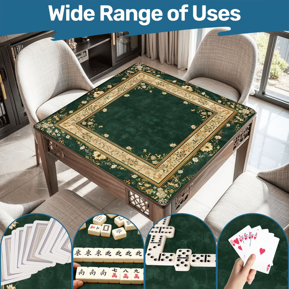 Luxury Floral Mahjong Mat 31.5x31.5 Non-Slip Game Table Mat with Carry Bag | Large Mahjong Playing Mat  (Ship Folded) - AdorableDesignsz 