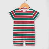 Christmas Stripes Baby One Piece, Holiday Short Sleeve Baby Bodysuit Romper PLR (All-Over Printing)