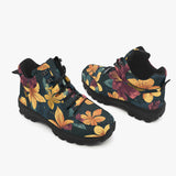 Fall Flower Design on Unisex Boots, Classic Boots with Floral Design, Fun Winter Boot