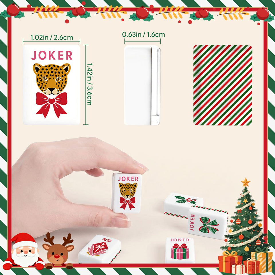 Glam Holiday Christmas Mahjong Tile Set – 160 Piece Acrylic Tiles with Jokers | Box or Bag Set