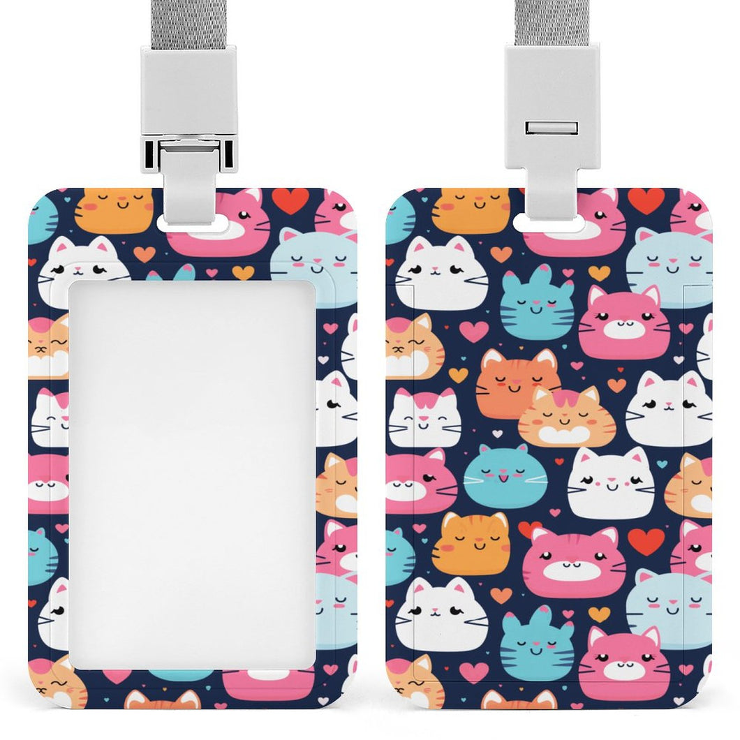 Cartoon Cats Vertical ID Badge Holder