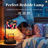 Mid-Century Abstract Candle Warmer Lamp – Artistic Retro Linen Shade, Flameless Wax Melt Warmer