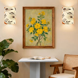Floral Linen Wall Sconce Lights Set of 2 | Remote Control 16-Color Battery Lamp | No-Wire Magnetic Wall Light | Modern Vintage Decor