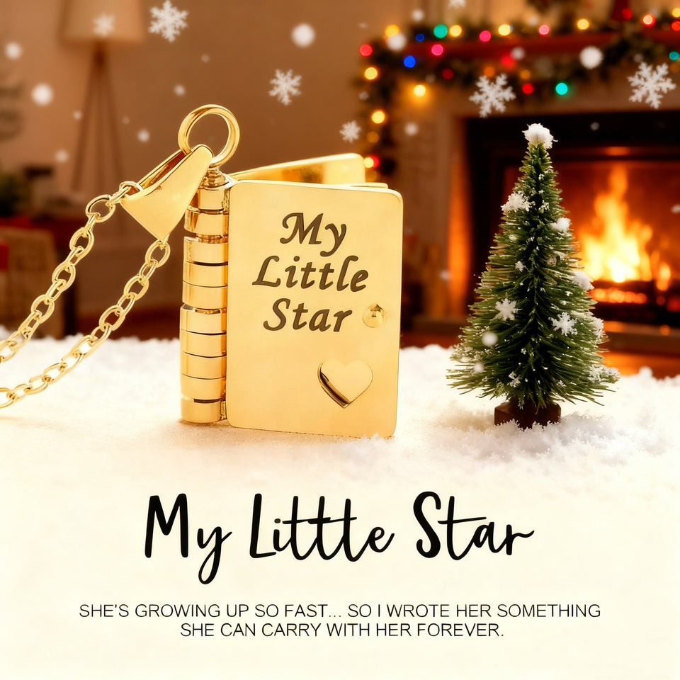 Personalized My Little Star Book Necklace – A Letter to My Daughter in a Locket, Adjustable Pendant with Message Inside, Meaningful Jewelry