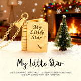 Personalized My Little Star Book Necklace – A Letter to My Daughter in a Locket, Adjustable Pendant with Message Inside, Meaningful Jewelry