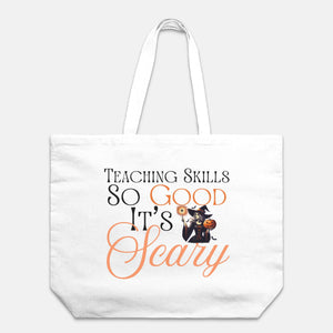 Teacher Canvas Tote, Halloween Gift for Teacher Appreciation Oversized Tote