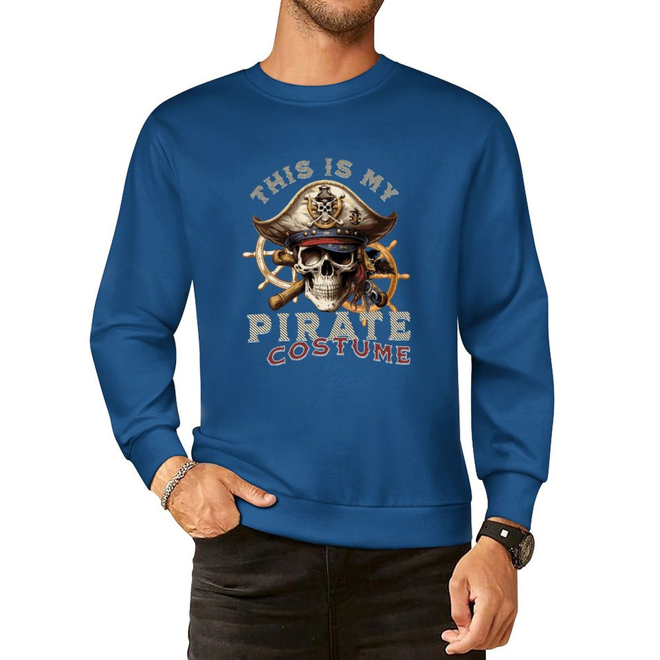 This is my Pirate Costume, Cotton Men's Sweatshirt (Front Printing), Long Sleeve Lazy Halloween Costume